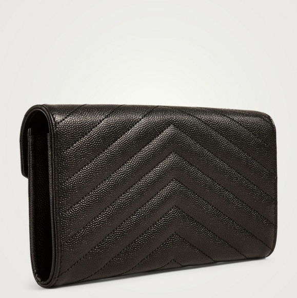 NEW!!! SAINT LAURENT YSL Monogram Large Flap Wallet in Grained Leather MSRP $895 - Picture 2 of 16